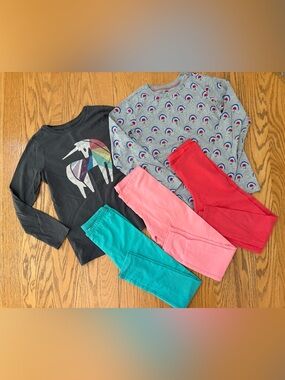 Tea Collection leggings long sleeve shirts bundle 10 12 unicorn umbrella pink
